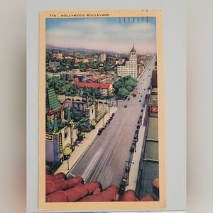 Rare Vintage Postcard of HOLLYWOOD BLVD, Hollywood, California From 1948!